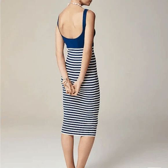 J.Crew NWT Women's Blue Cyan sweater-dress in stripe preppy coastal Size Small - Picture 2 of 4